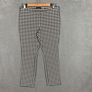Theory Classic Skinny Pants Women's 6 Black/White Gingham Mid Rise Stretch Ankle